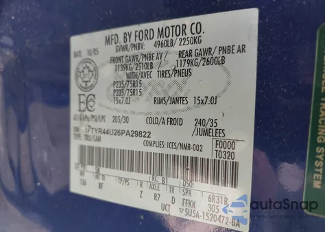 2006 Ford Ranger Sport/Stx/Xlt из США, поврежденный, VIN 1FTYR44U26PA29822